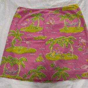 Vintage white label Lilly Pulitzer skirt with flamingo print size 12